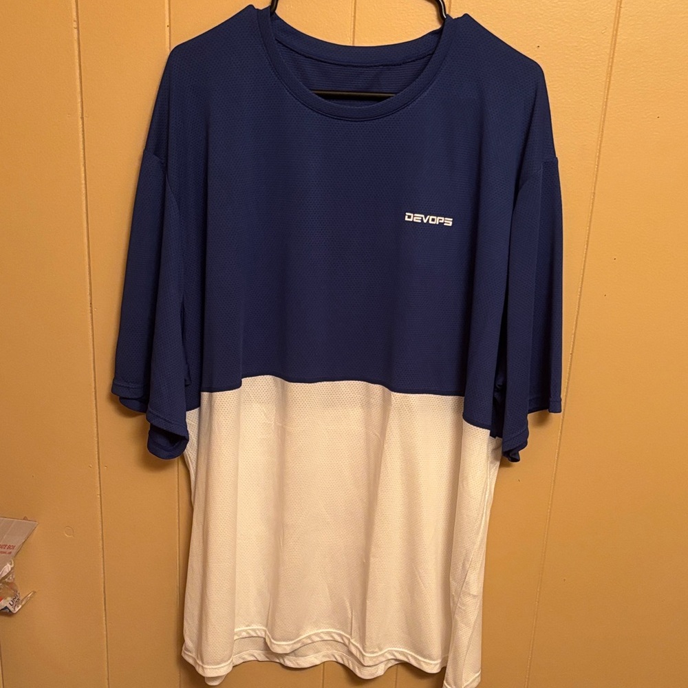 Men's Navy and White Short Sleeve Tee